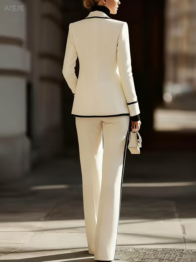 SuitAura Chic Contrast Women’s Breasted Suit