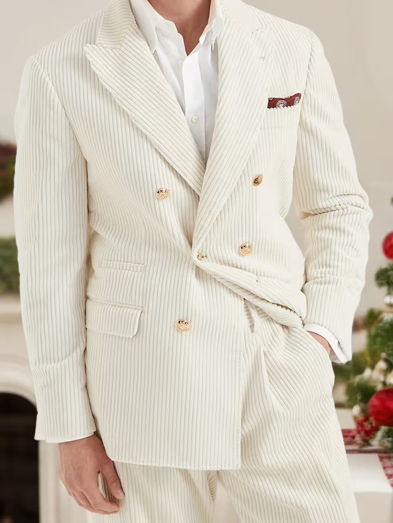 SuitAura Classic Ivory Corduroy Men’s Two-Piece Suit